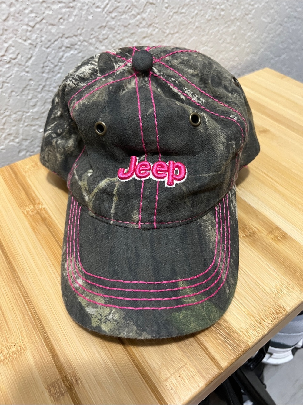 Jeep Camo Baseball Cap with Pink Stitching